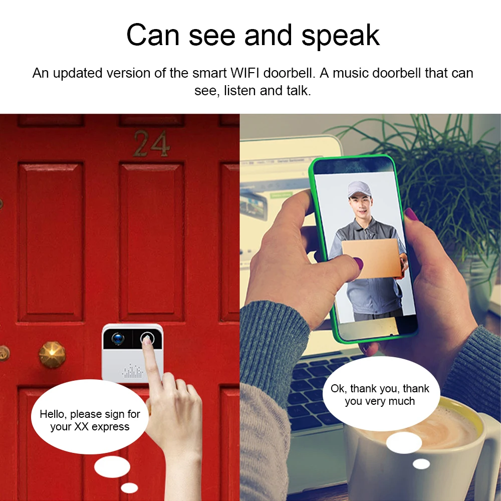 

Wireless Doorbell With Camera Home Security Video Intercom Wifi Door Phone Surveillance Super Mini Digital Door Viewer Bell