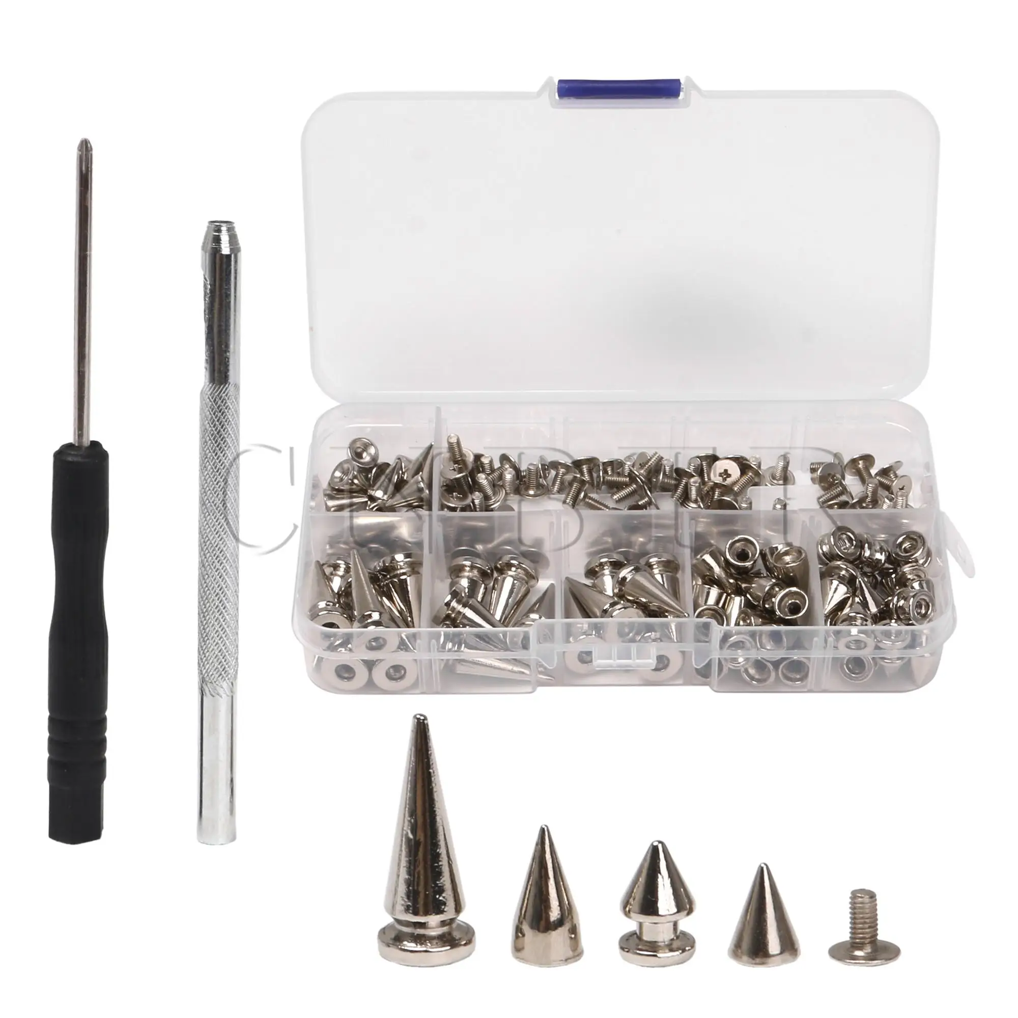 

CNBTR 80 PCS Mixed Shape Spikes Cone Studs Rivets for Jacket PU Leather Craft