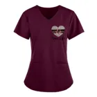 Женская блузка с коротким рукавом, V-образным вырезом и карманами