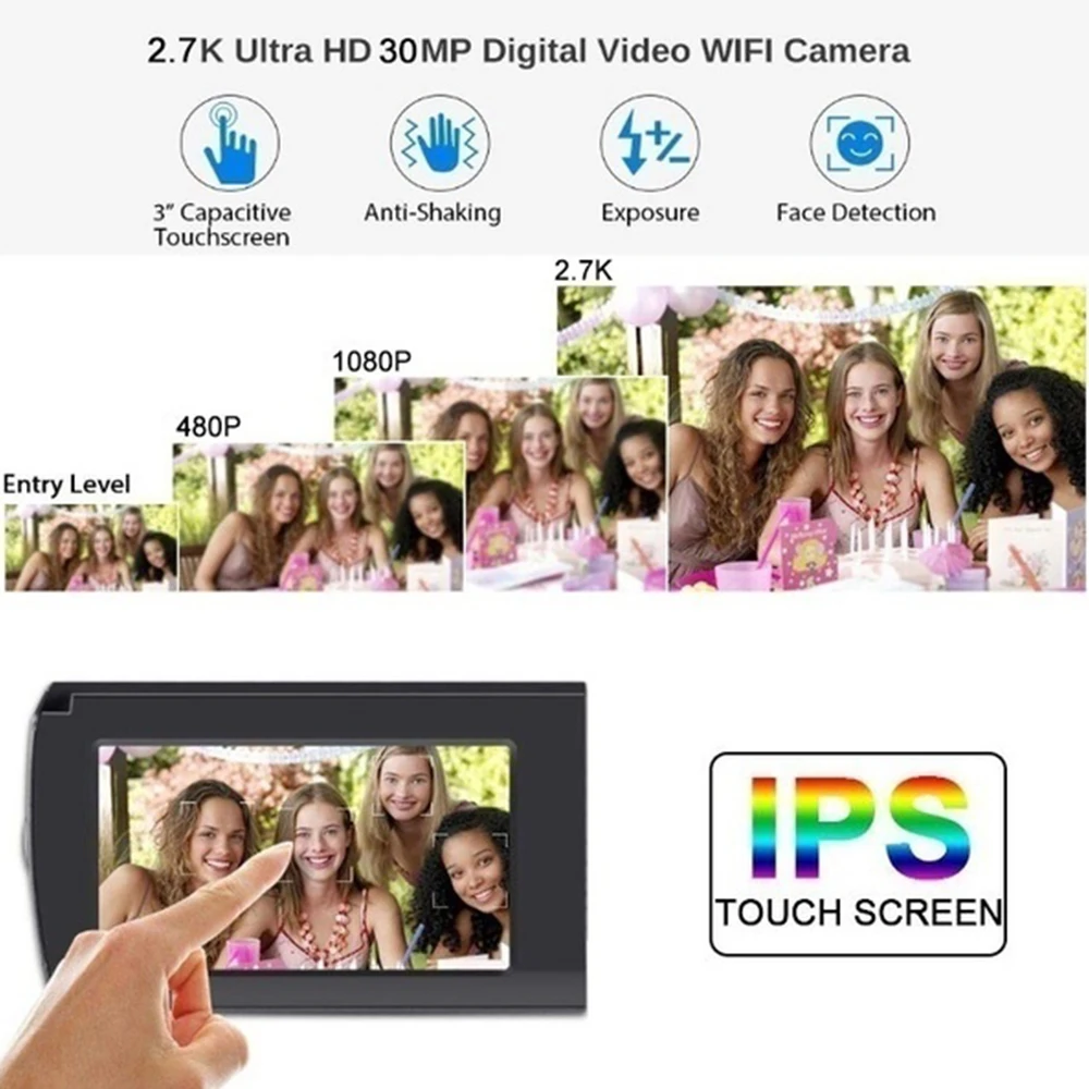Cewaal WIFI Digital Camera Portable Night Vision Digital Camcorder HDMI 4K Photo Professional DSLR 2.7K Video Camera 16X