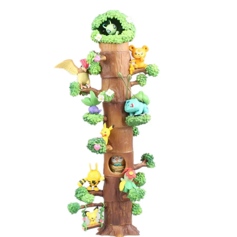 

8Pcs/Set Pokemon PVC Stump Pikachu Venusaur Anime Action Figure Toy Forest Series Desktop Scene Decoration Color Box Gift