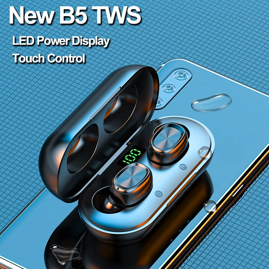Светодиодный Мощность Дисплей B5 наушники вкладыши tws Bluetooth 5 0 Беспроводной