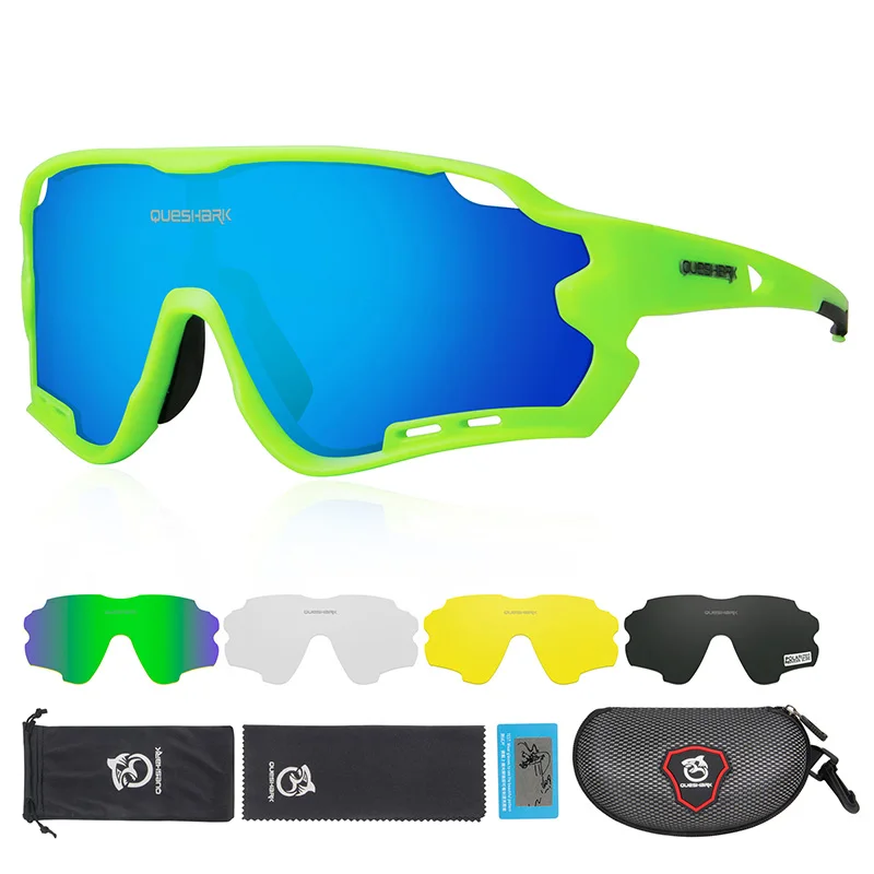 As Picture Showed Queshark HD поляризованные велосипедные очки для мужчин и женщин 5 линз MTB дорожный велосипед TR90 рама - Цвет: As Picture Showed