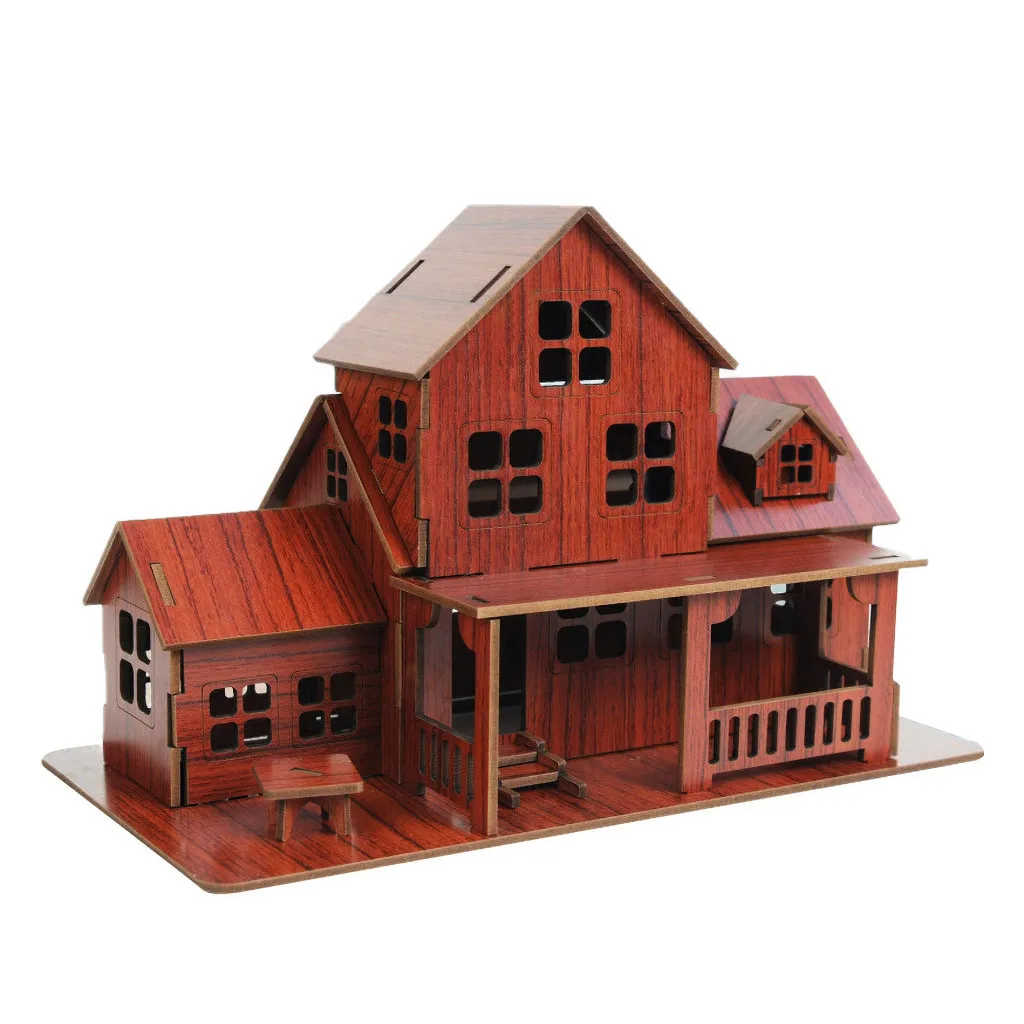 

3D Toy Puzzle DIY House Villa Kids Boys Girls Learning Educational House Paper Assemble Jigsaw Puzzle Games for Kids/Children