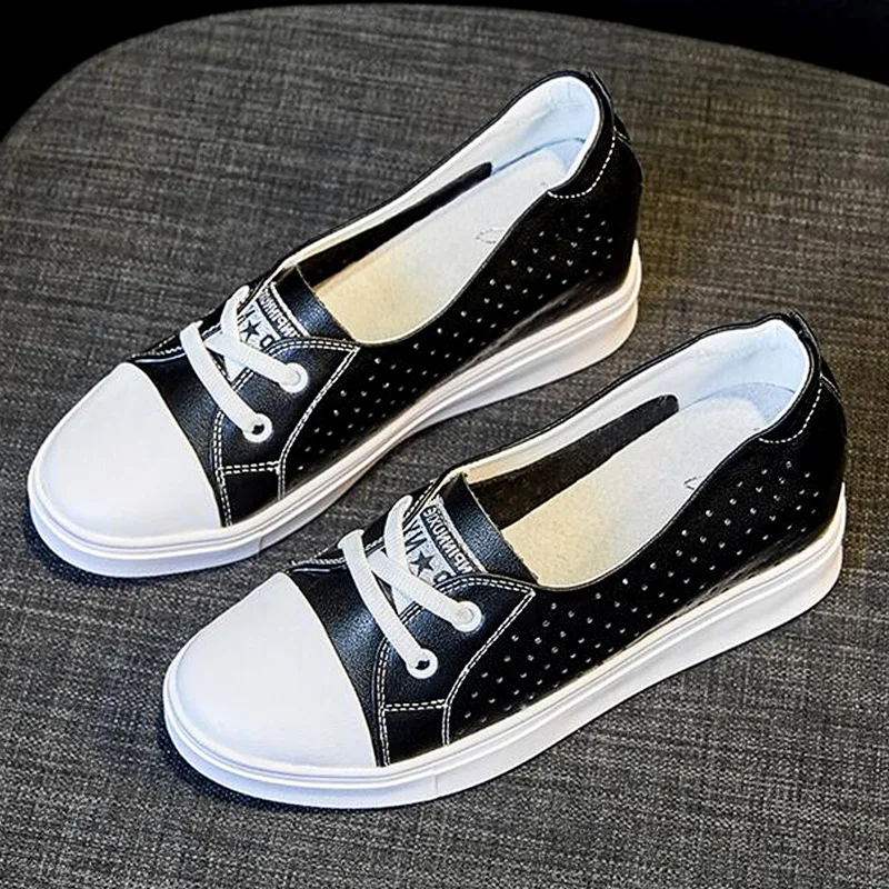 

Leather summer increased white shoes female 2021 summer breathable net redwildhollowshallowmouthpedalwhiteshoesplatform shoes