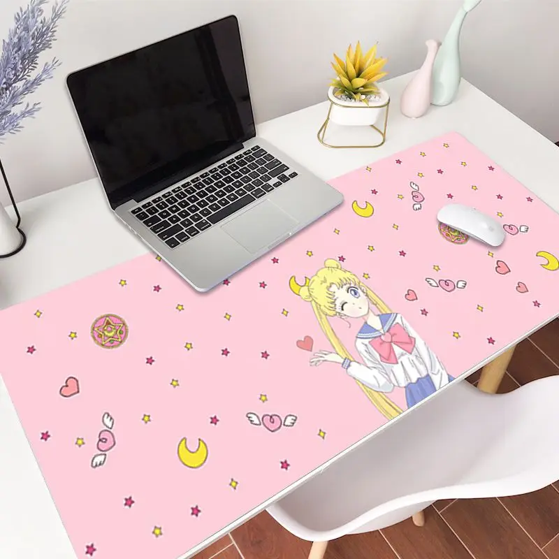 Розовый Сейлор Мун узор Kawaii девичьи новые Печатный игровой Мышь Pad блокированный
