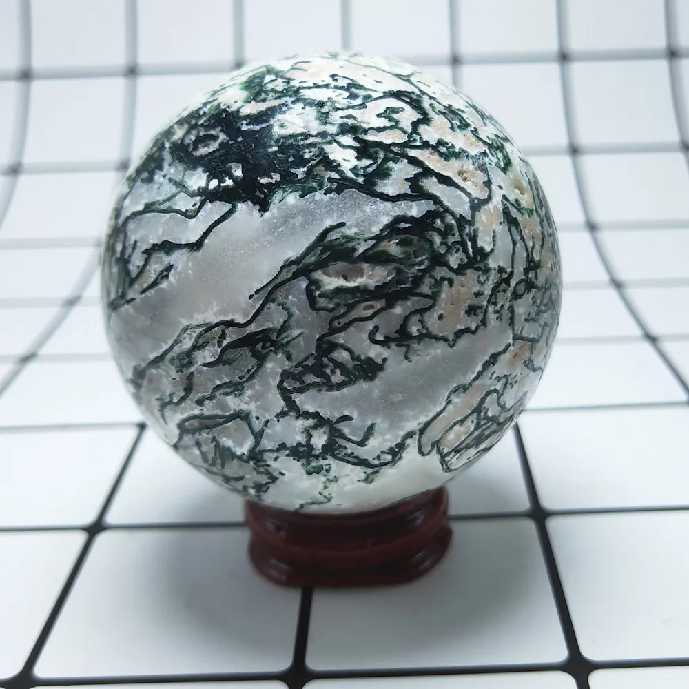 55 65 мм натуральный мох Агат кристалл сфера океанская трава кварц шар из