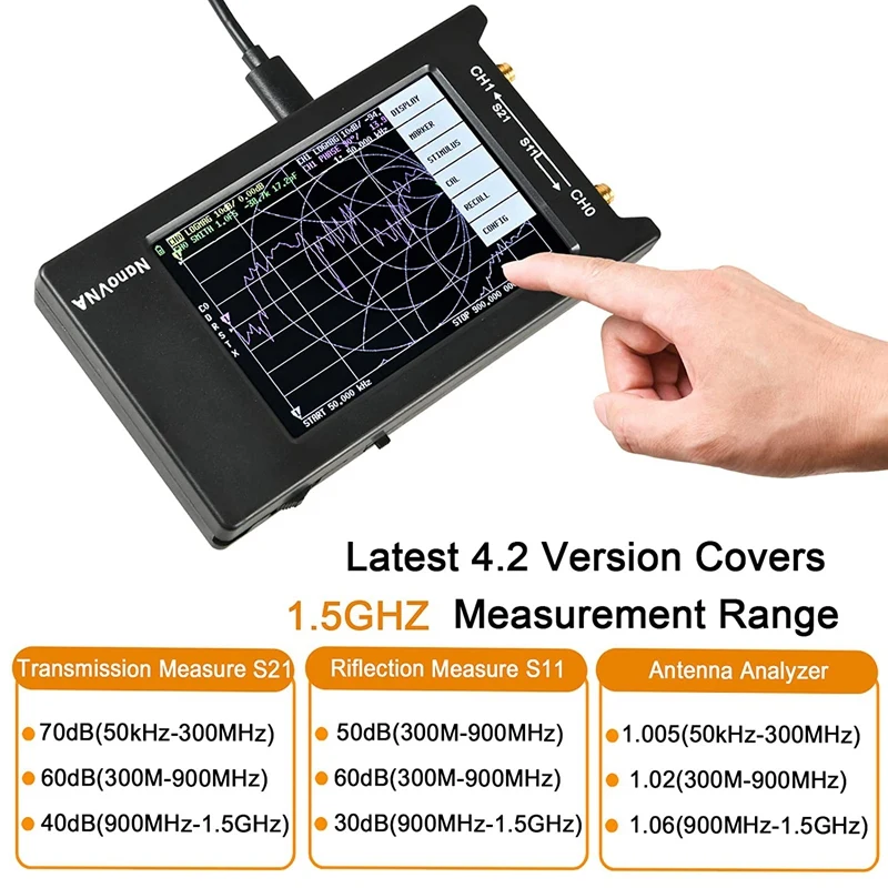 NanoVNA H4 Векторный анализатор сети 10 кГц 1 5 ГГц HF VHF UHF антенны с ЖК экраном нано