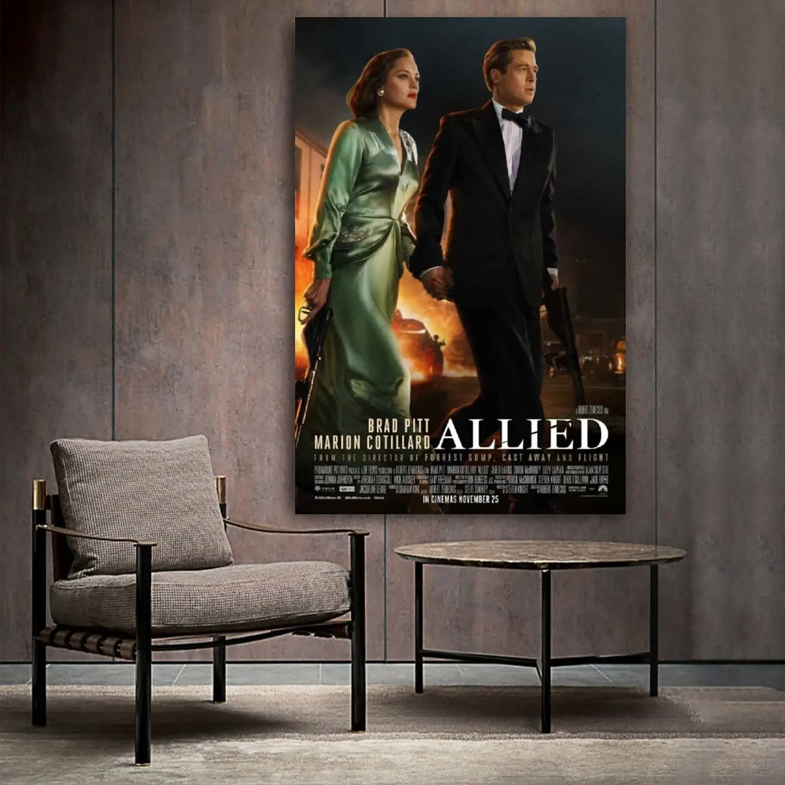 

Allied Movie & TV Poster Decorative Painting Canvas Wall Art Living Room Posters Bedroom Painting