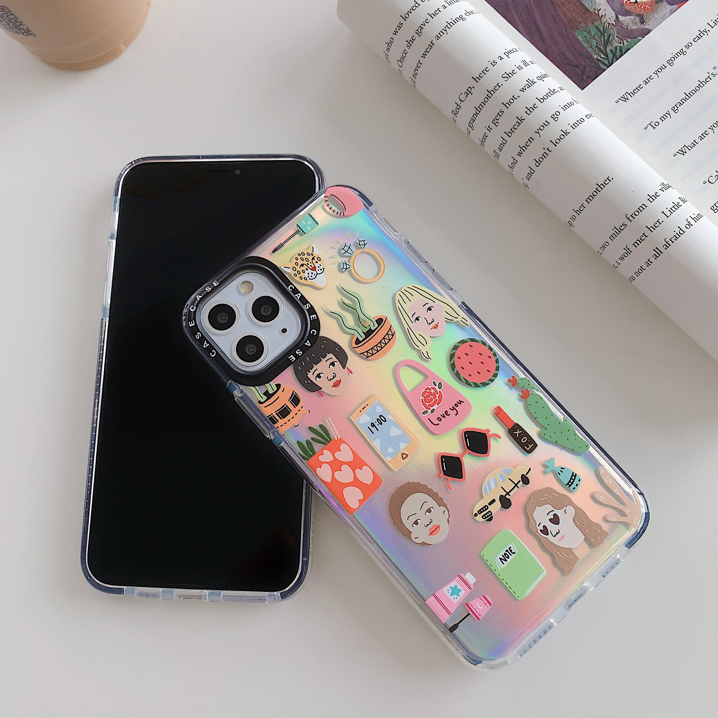 

Laser girlfriend exquisite girl is suitable for iphone11ProMax mobile phone case 7 / 8plus x xsmax xr protective cover