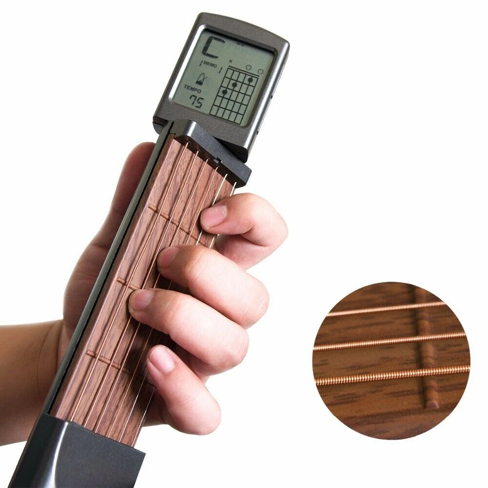 Learn Battery Powered Digital Chord Assistant Portable Stretchable Guitar Trainer Beginners Travel Metronome Lightweight | Спорт и