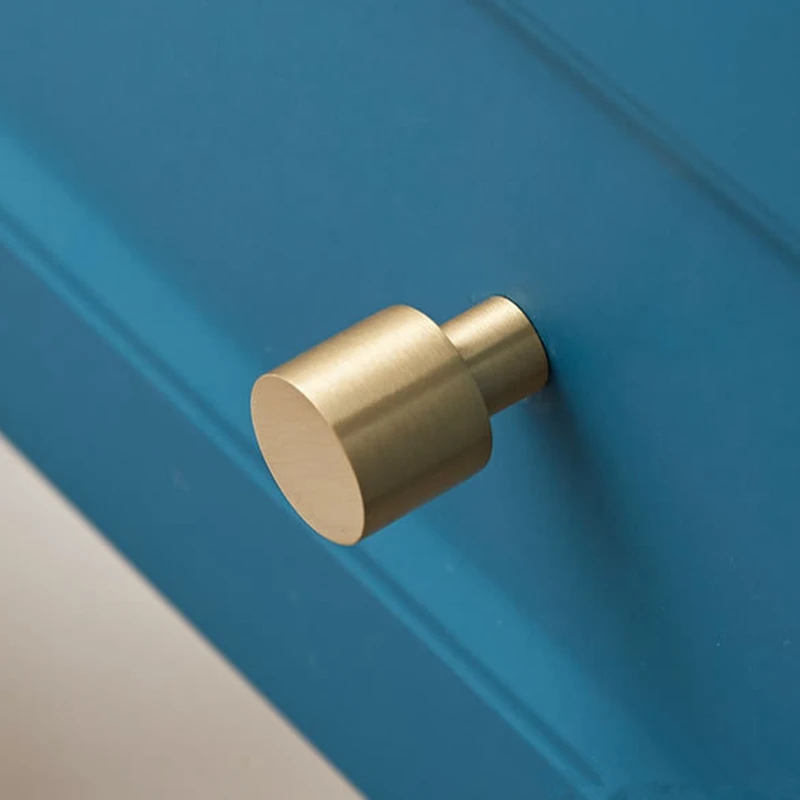 Современные матовые латунные кухонные круглые ручки для шкафа Золотые мебельные