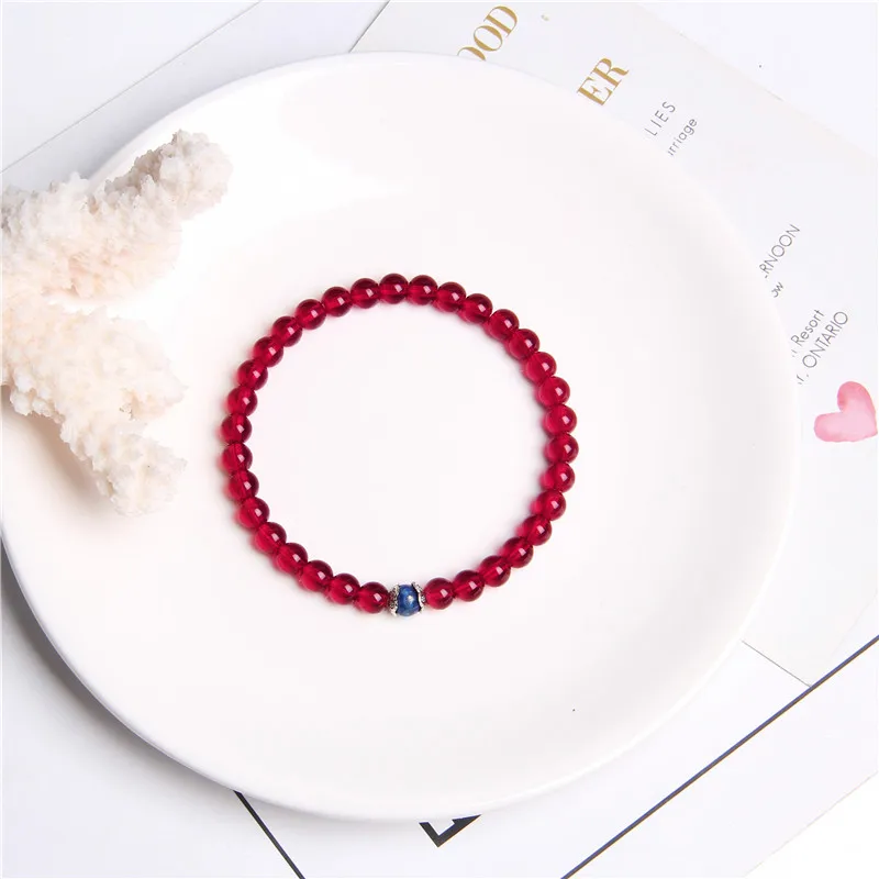 Женский браслет с гранатом 6 мм|Плетеные браслеты| |