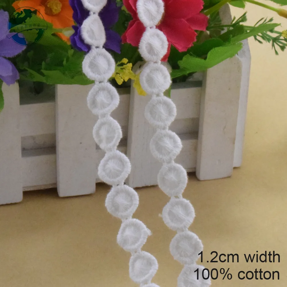 

20 ярдов 1,2 см шириной 100% хлопок вышивкой кружева шитье гипюровые ленты отделка Свадебные украшения DIY куклы одежда аксессуары кружево #4011