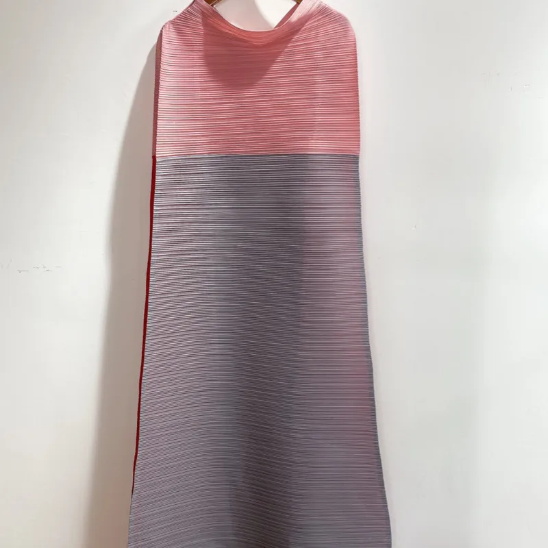 

LANMREM Women Patchwork Big Size Split Long Pleated Dress New Stand Sleeveless Fit Fashion Tide Spring Autumn 2021 2F0029