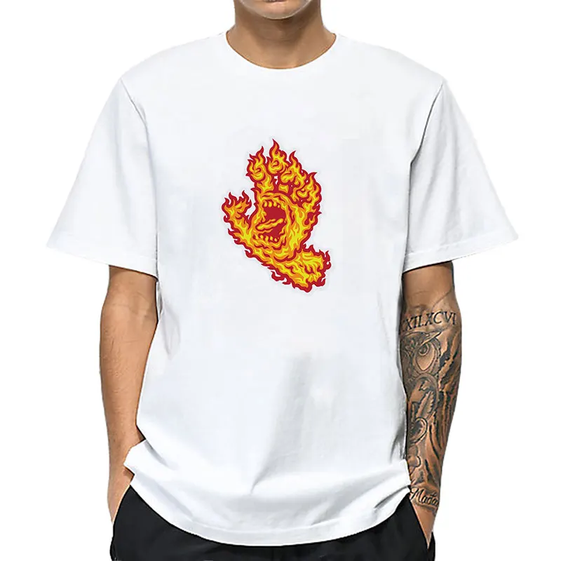 Маунтшарп забавная Мужская футболка для Санта Круз Кричащие пламя руки Топы