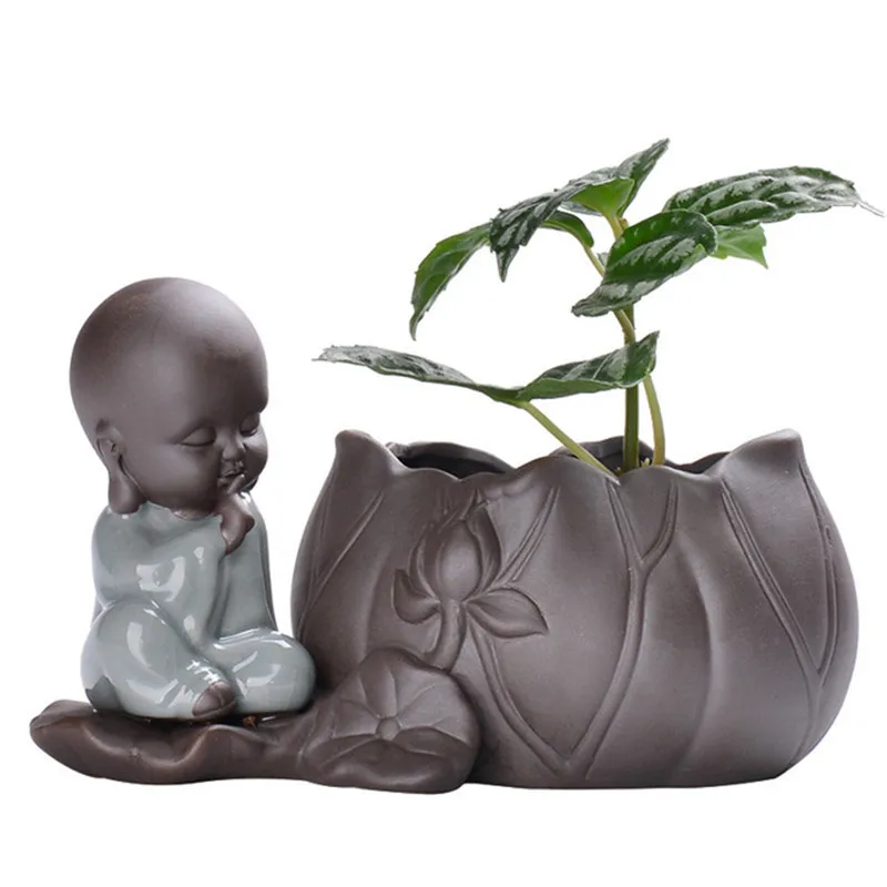 Творческий маленький монах дзен керамический гидропонный суккулент цветочный