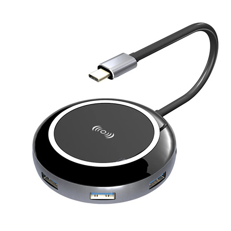 9 в 1 Qi Беспроводное зарядное устройство концентратор USB C 3 Type к 0 HDMI RJ45 кардридер PD