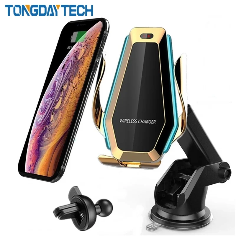 Tongdaytech 10 Вт автомобильное Qi Беспроводное зарядное устройство для iPhone XS X 8 11 Pro Max Led быстрая Беспроводная зарядка держатель телефона для samsung S9 S10