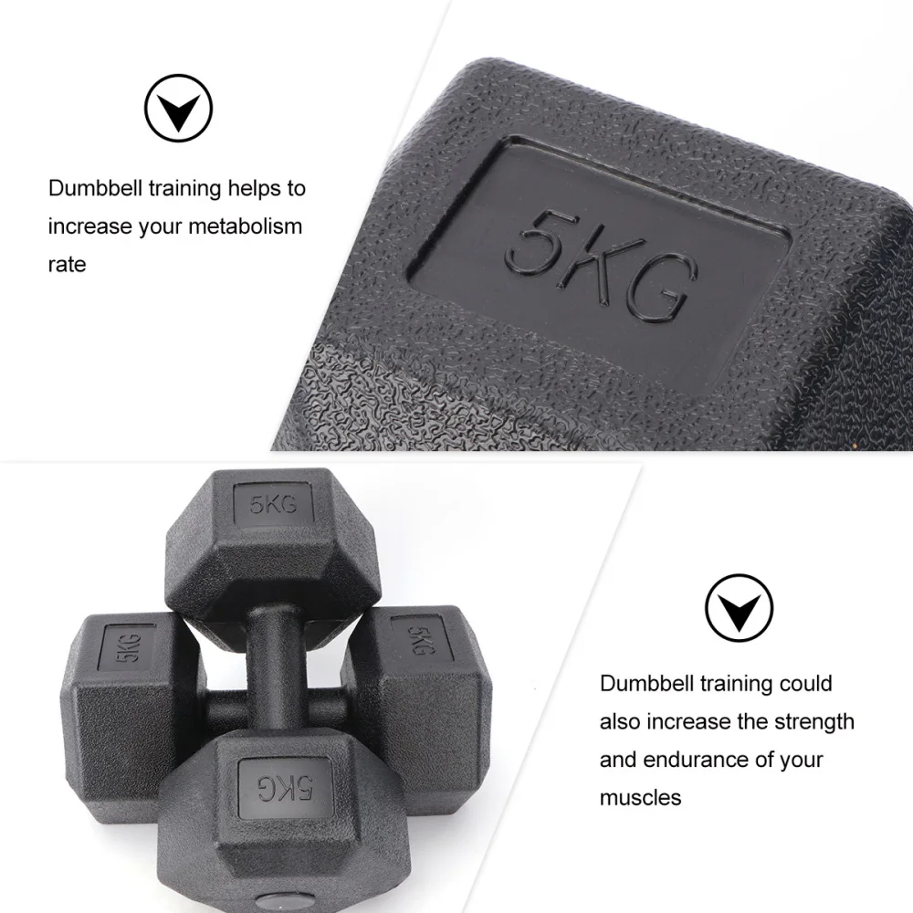 

1 Set of 2.5Kg Hexagonal Rubberized Dumbbell Men's Fitness Training Arm Muscle Dumbbell Dumbbells Exercise Fitness With Connecto