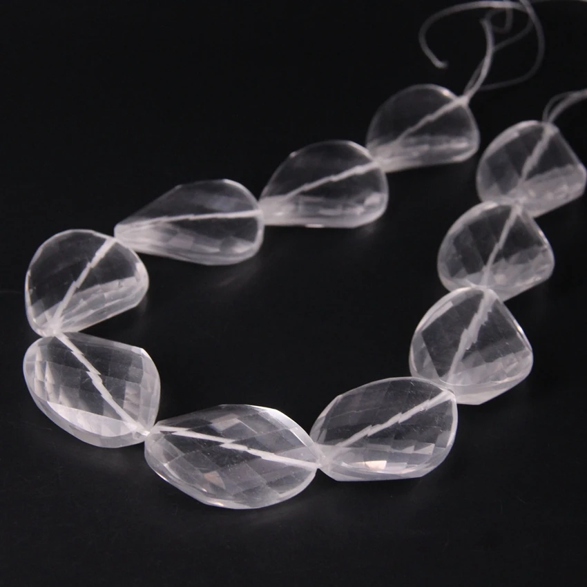 

15.5"/strand Drop Twisted Slab Faceted Clear Crystal Loose Beads,Cut Quartz Slice Nugget Pendants Nacklace Charms Jewelry Making