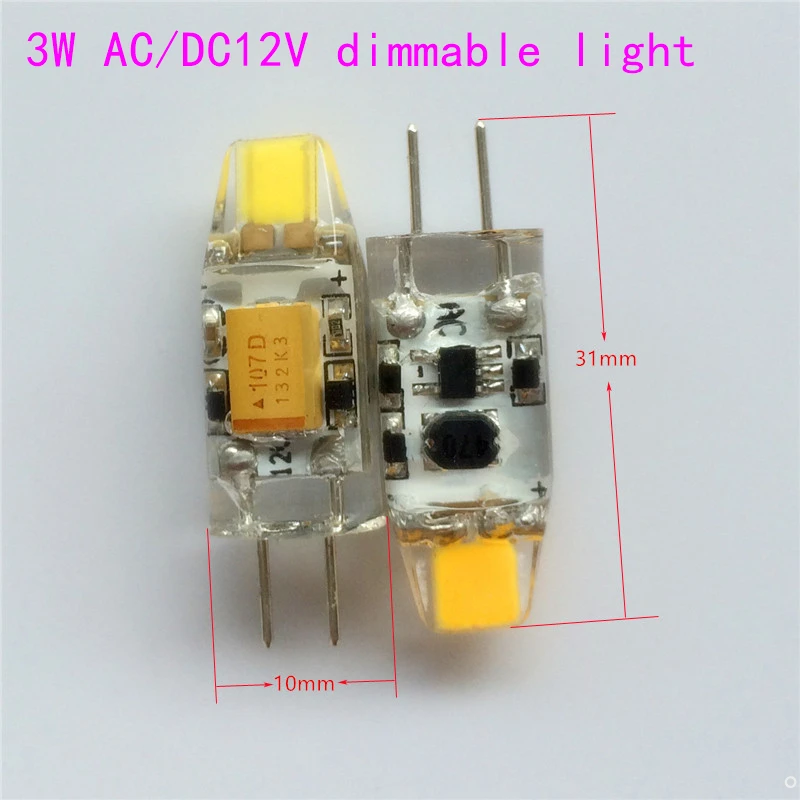 Мини G4 AC12V DC12V AC220V 3 Вт 6 COB светодиодные лампы с регулируемой яркостью замена
