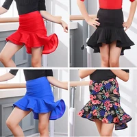 girls ballroom salsa cha cha dance competition costume latin skirt for kid dancing clothing clothes wear with underpants