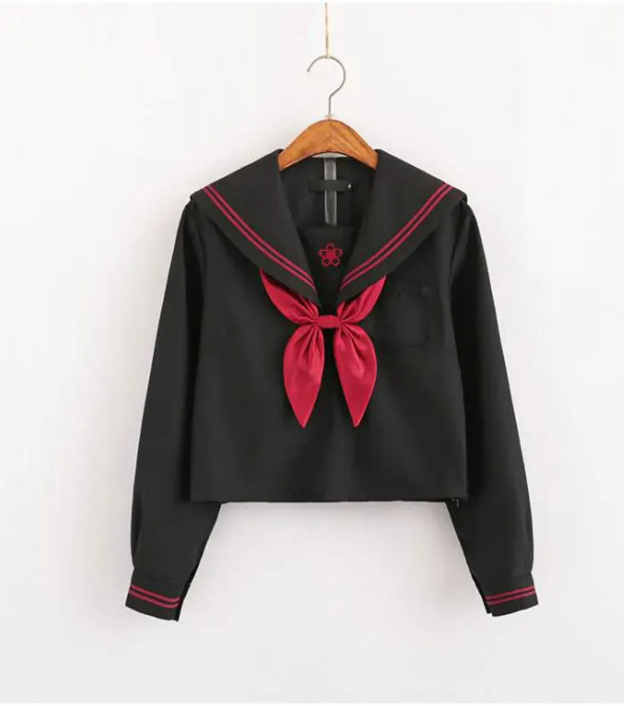 Autumn Japanese School Uniforms For Girls Cute Long-length Sailor Tops Pleated Skirt Full Sets Cosplay JK Costume Series