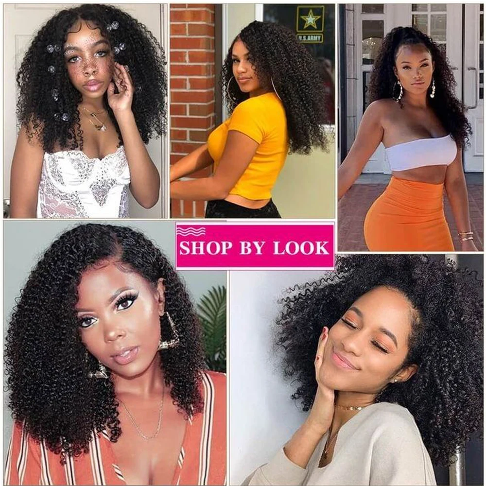 3 шт. пряди человеческих волос с застежкой бразильские кудрявые без повреждений