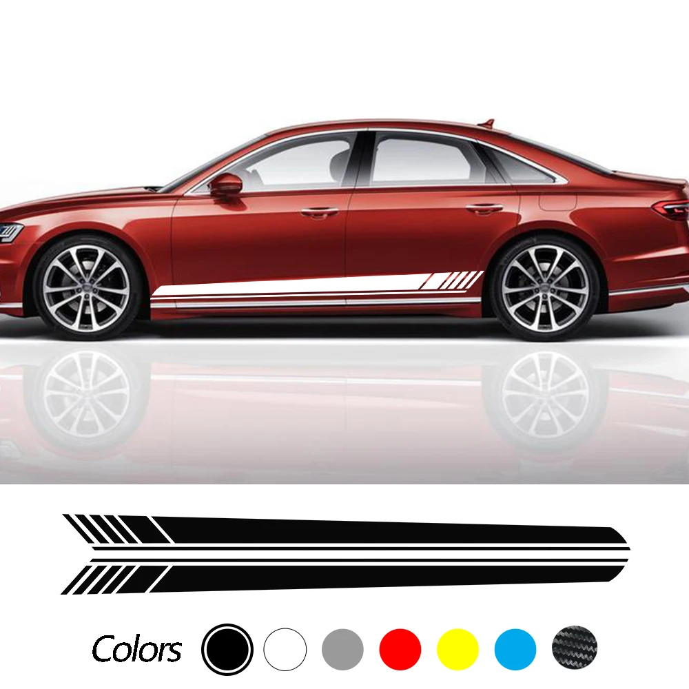 

Автомобильная наклейка на боковую дверь, полосатая наклейка, Виниловая наклейка для Audi A1 A3 A4 A5 A6 A7 A8 Q2 Q3 Q4 Q5 Q7 8P E-tron GT Sportback TT, аксессуары, 2 шт.