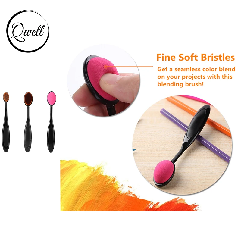 

3 Sizes Blending Brushes Smooth Drawing Painting Soft Makeup Application Craft Ink Water-based DIY Scrapbooking Stamp Stencil