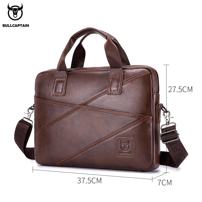 BULLCAPTAIN 2020 Men's Briefcase Business Handbag Can Be Used For 15 Inch Laptop Casual Shoulder Messenger Bags Leather Bag Men