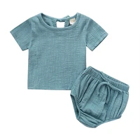 solid color baby clothes girls outfit summer newborn baby boy clothes sets cotton short sleeve topsshorts toddler clothing