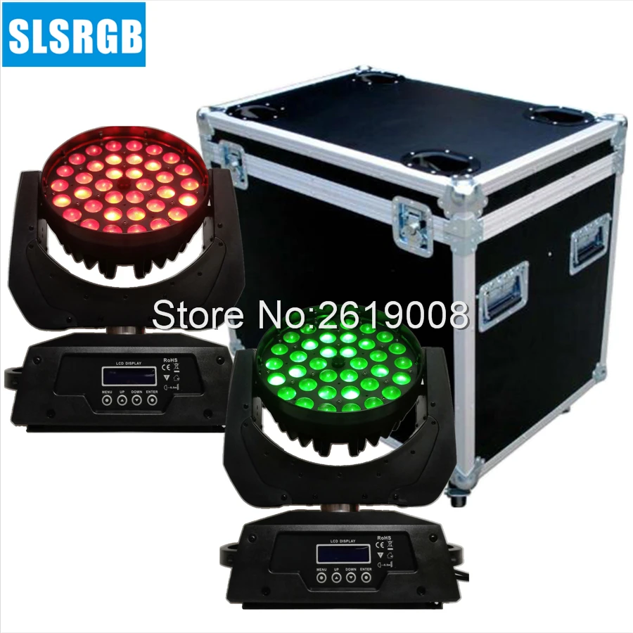 2 шт./лот с flightcase 36x10 Вт rgbw светодиодная Подвижная головка эффектом стирки эффект