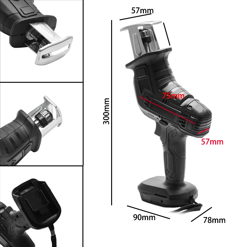 

18V Cordless Reciprocating Saw 3000RPM Portable Woodworking Electric Saw Kit Metal Wood Cutting Machine For Makita 18V Battery