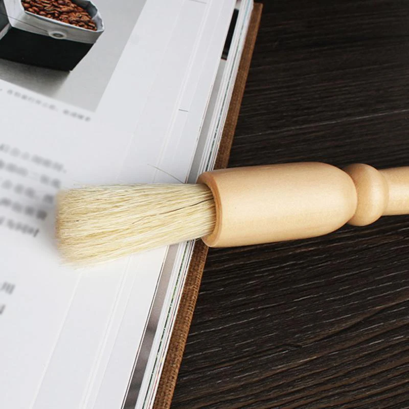 Высококачественная кофейная щетка с деревянной ручкой натуральная щетина