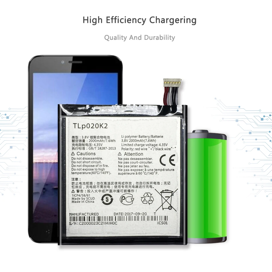 Сменный аккумулятор 2000 мАч для Alcatel One Touch Idol 3 (4 7) 6039 6039H 6039Y 6039K TLP020K2/tlp020kj - купить по