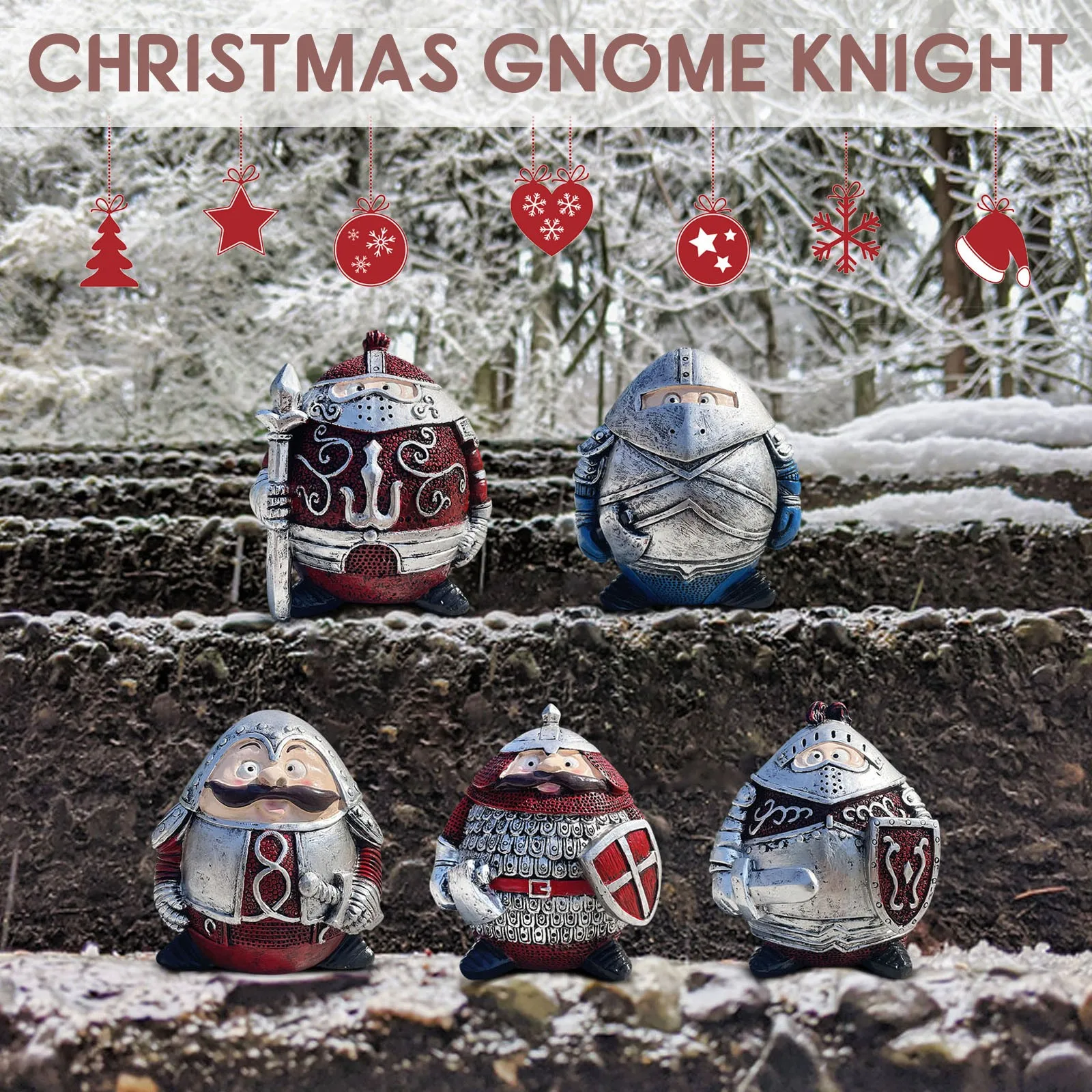 5 шт. Рождественская статуя карликового рыцаря поделки из смолы карликовая