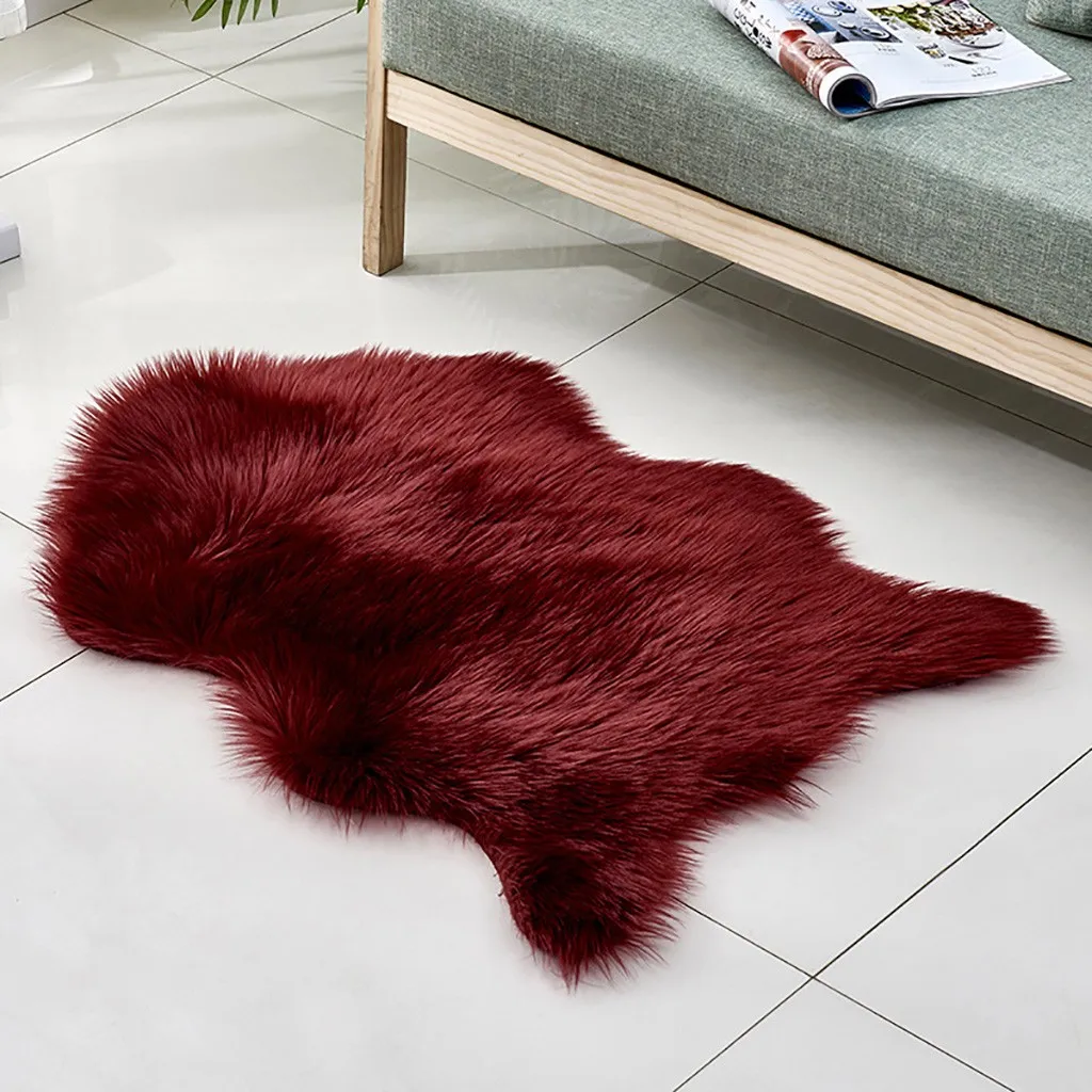 

Soft Fur Wool Imitation Sheepskin Rugs Faux Fur Non Slip Bedroom Shaggy Carpet anti skid Mats Washable Faux Mat