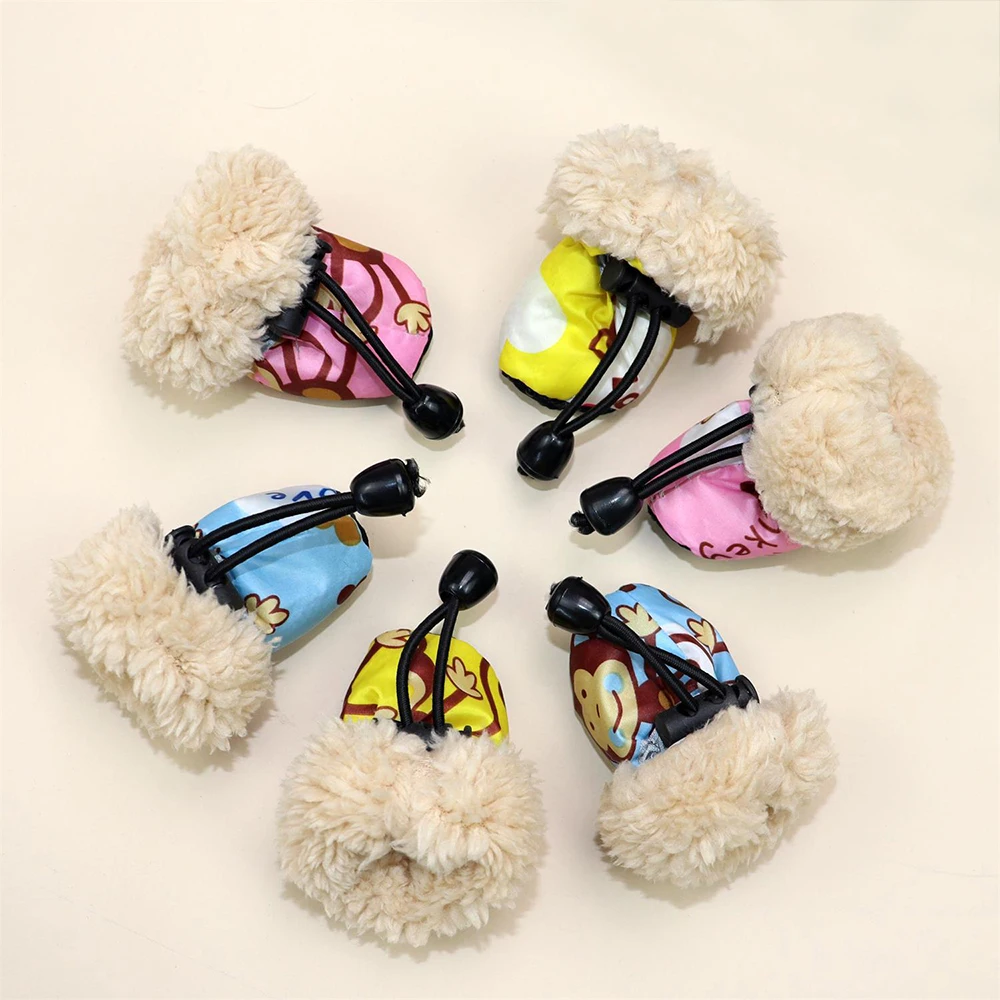 Зимняя теплая хлопковая шерсть домашних животных собак Обувь на резиновой