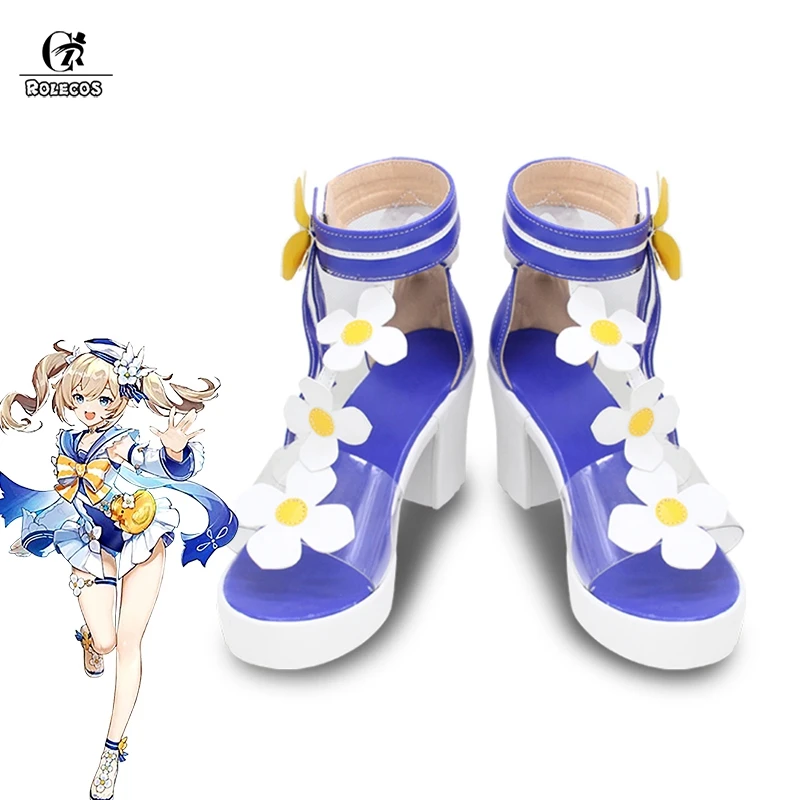 

ROLECOS Game Genshin Impact Barbara Cosplay Shoes Summertime Sparkle Barbara High Heels Shoes For Women Cosplay Halloween