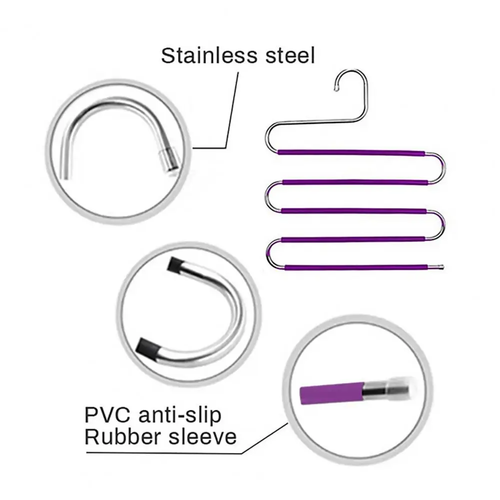 

Trouser Rack S-Type Non-Slip Stainless Steel Pants Jeans Scarf Clothing Hanger for Wardrobe