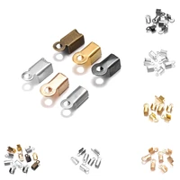 200pcslot gold clasps cord end caps string ribbon leather clip fold crimp bead connectors for diy jewelry making wholesale