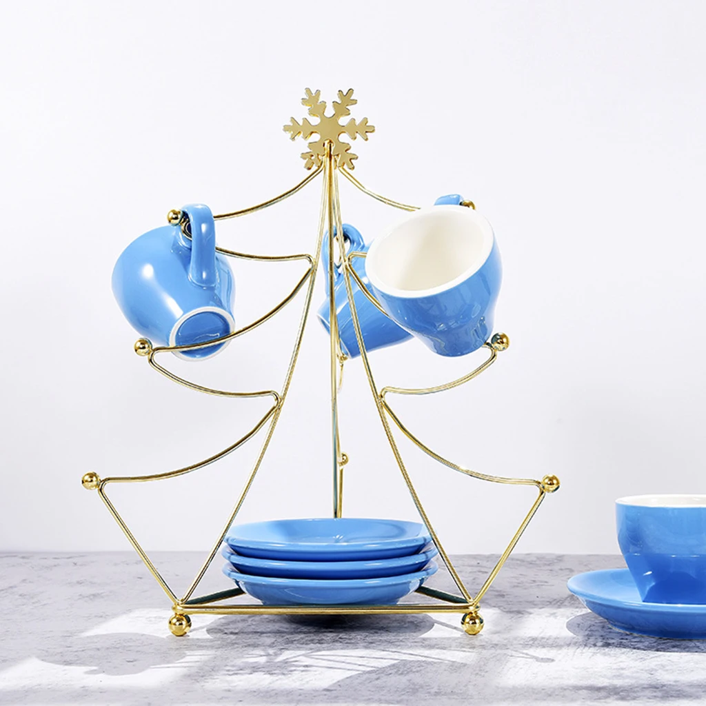 

Christmas Tree Shape Iron Vacuum Plating Mug Holder Tea Cup Storage Rack