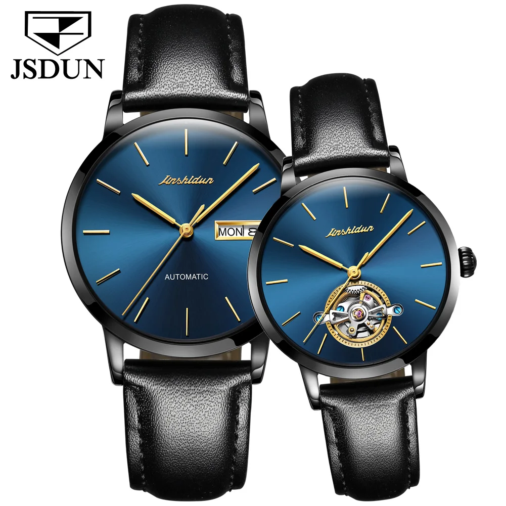 

2021 JSDUN Lover Watches Top Brand Luxury Simple Couple Mechanical Watch Fashion Date Men's and Women's Luminous Watches 8812