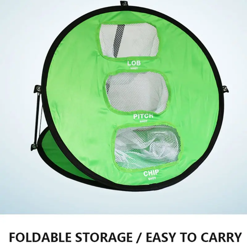 

Protable Golf Practice Net Target Cutting Rod Round Foldable Flat Nylon Folding Indoor Outdoor Collapsible Golf Supplies
