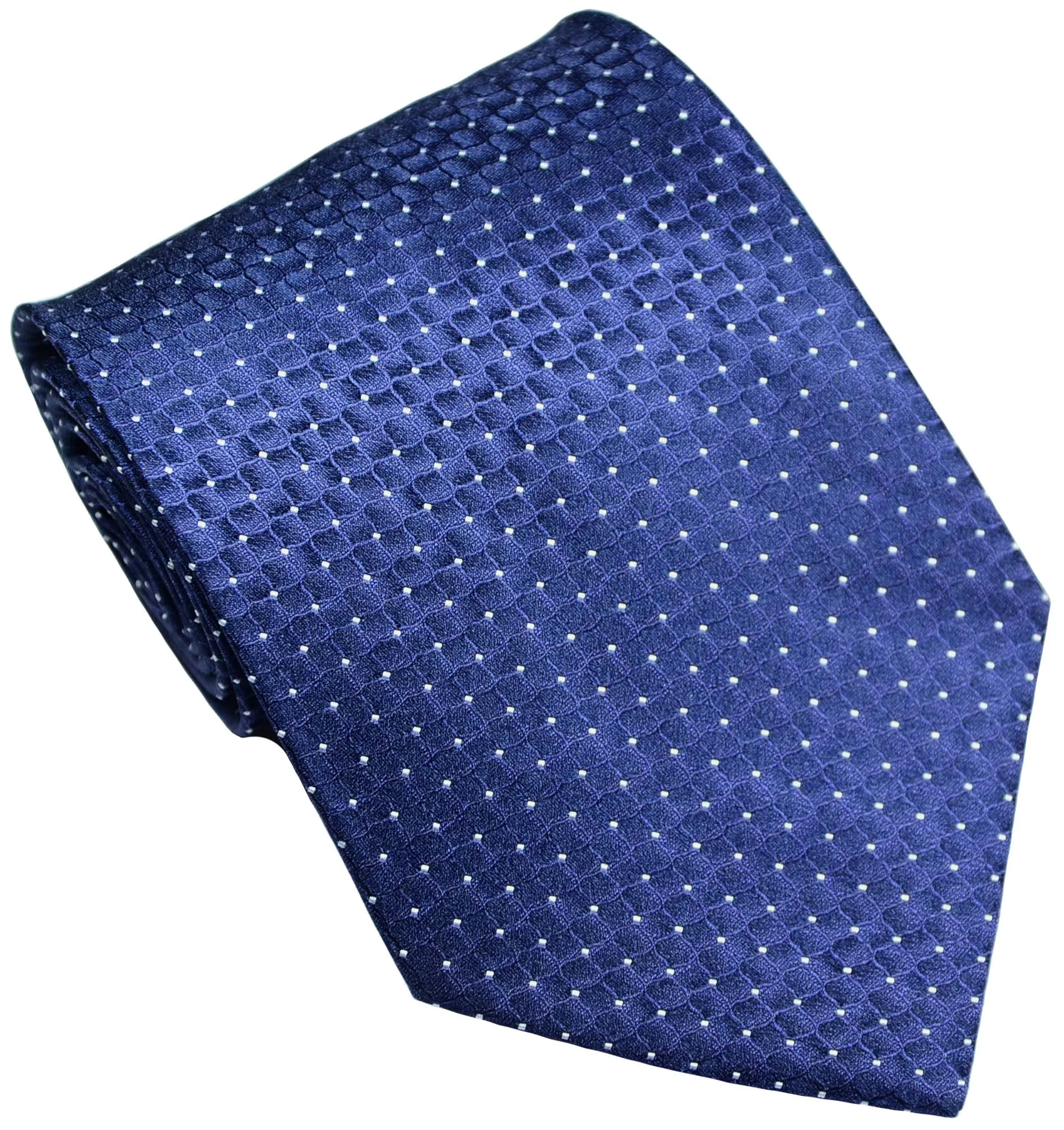 

Silk Plaid Tie for men's Solid necktie Dark Blue White Jacquard Party Wedding Woven Fashion Design