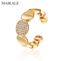 maikale creative gold sequins connected adjustable ring zirconia resizeble open wedding band rings for women jewelry gift