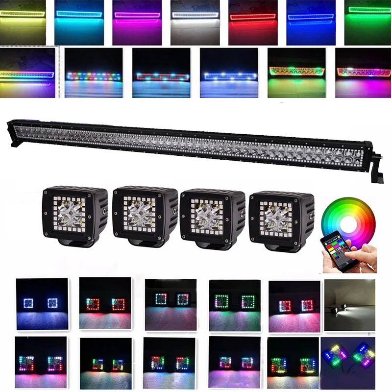Автомобильные аксессуары RGB 50 дюймов 288 Вт Светодиодный светильник бар 16