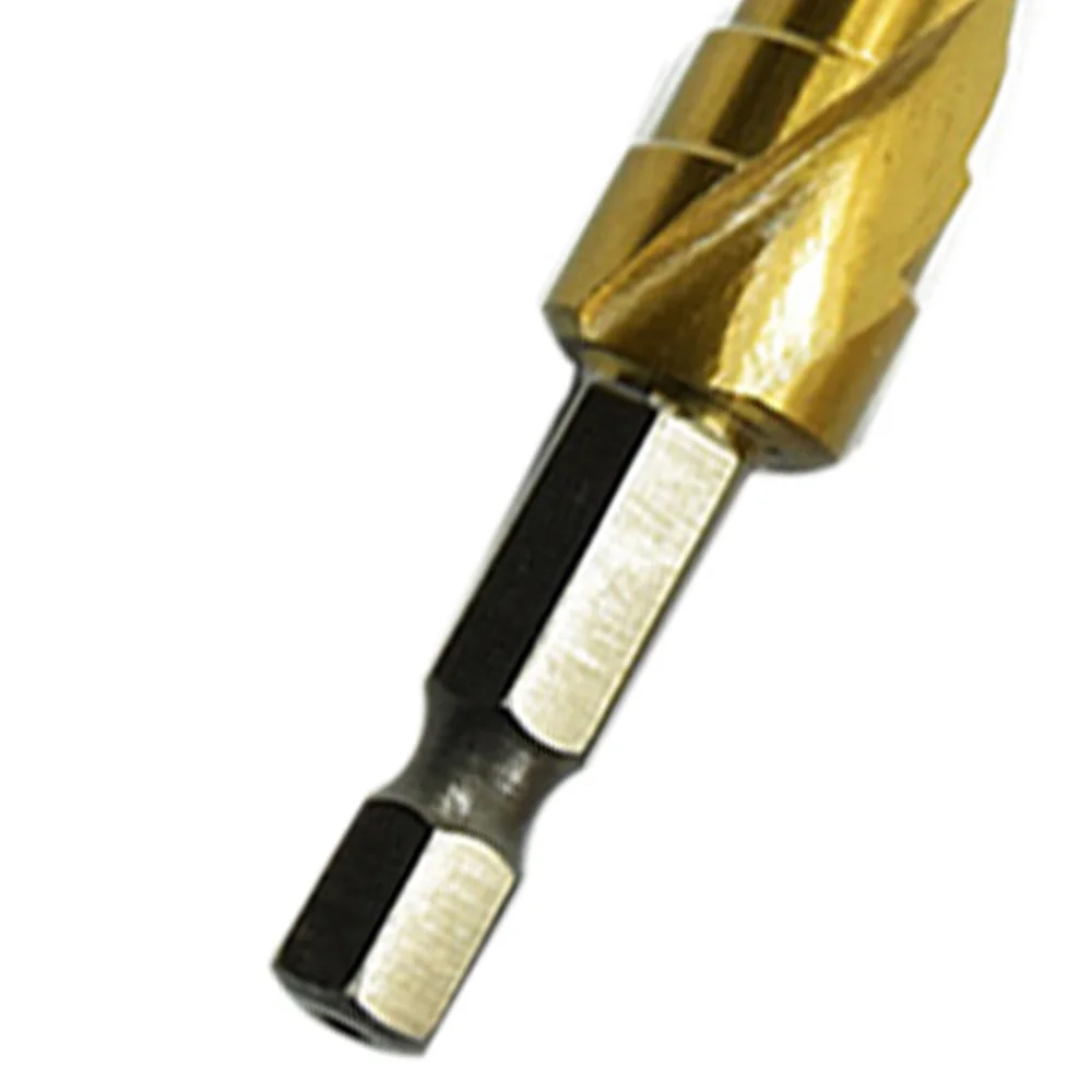 

3PCS Spiral Flute Drill Bit Hexagonal Reaming Dril Titanium Coated Spiral Grooved Step Drill Bit (4-32MM, 4-20MM and 4-12MM)
